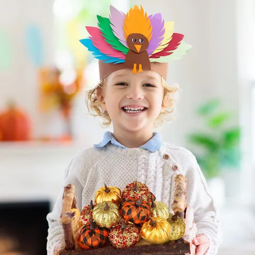 Miniatura 3 de Sotiff 12 adornos para árbol de Acción de Gracias, adornos colgantes de calabaza, bolas de espuma con purpurina, envueltas en tela, pequeñas