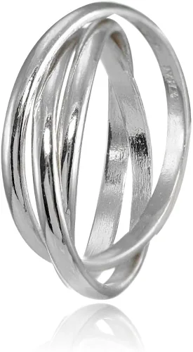 Miniatura 3 de Hoops & Loops Anillo triple entrelazado de plata esterlina pulido, Metal