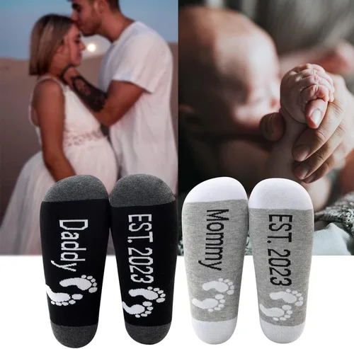 Miniatura 7 de MBMSO Regalos para padres nuevos papás, mamá y papá 2023, calcetines de revelación de embarazo para padres para ser regalos por primera vez