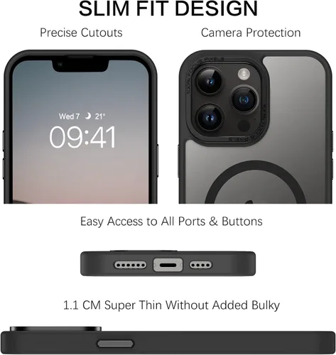 Miniatura 8 de BENTOBEN Funda magnética para iPhone 13 Pro Max, [Compatible con MagSafe] translúcida mate esmerilada, antihuellas, delgada, a prueba de golpes