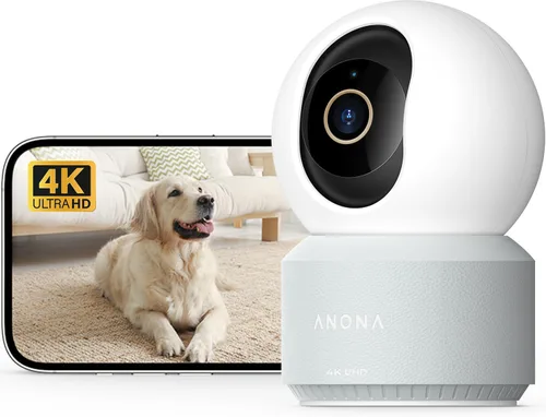 Anona cámara Pano 4K UHD para interiores, cámara de seguridad para mascotas/perros/bebés con aplicación para teléfono, panorámica 360°, Wi-Fi 6 de