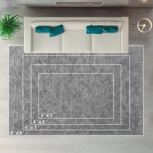Miniatura 7 de Alfombra gris grande de 6 x 9 pies para sala de estar, dormitorio, alfombra de área de pelo mullido, alfombra de felpa antideslizante