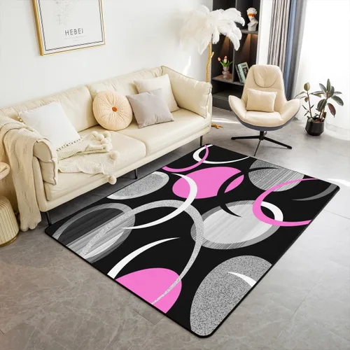 Miniatura 9 de Feelyou Tapete de interior de arte abstracto para niños y niñas, alfombra geométrica de 3 x 5 pulgadas, ultra suave, retro, circular, geométrica