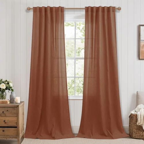 Miniatura 70 de Cortinas de lino azul claro de 90 pulgadas de largo para sala de estar, dormitorio de niñas, guardería, decoración acogedora de verano, bolsillo