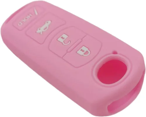 Miniatura 4 de REPROTECTING Funda de Goma de Silicona para Llavero Compatible con 2009-2019 Mazda 3 6 CX-5 CX-7 CX-9 MX-5 Miata Toyota Yaris iA Scion iA (Rosa Rosa)