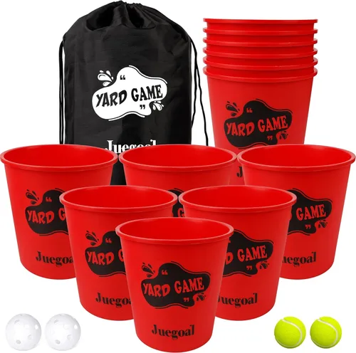 Juegoal Outdoor Giant Yard Pong Game Set Outdoor Toss Game Throwing Game for Beach, Camping, Lawn and Backyard Rojo