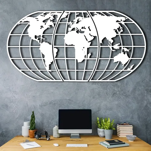 Miniatura 7 de Tubibu Arte de pared moderno, 100% metal, globo metálico del mapa del mundo, tamaño (23.6 x 47.2 pulgadas), colgante de pared para sala de estar