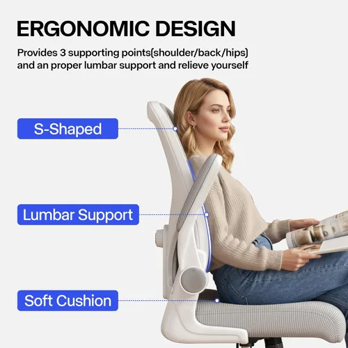 Miniatura 7 de Silla de oficina, silla de escritorio ergonómica con soporte lumbar ajustable, silla de computadora de malla, cómodo soporte lumbar para uso en casa
