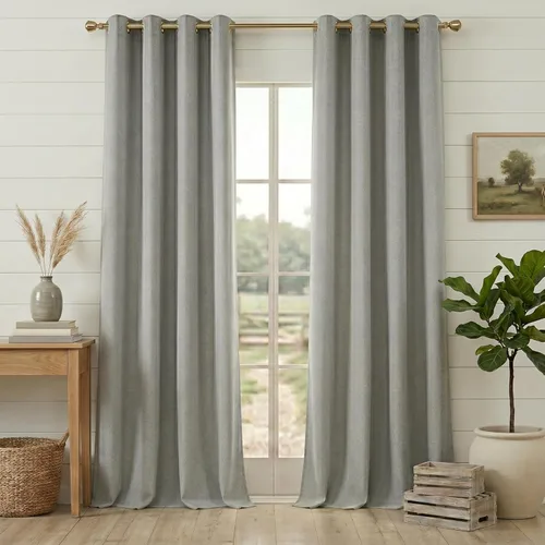 Miniatura 15 de Anpark Cortinas 100% opacas para dormitorio, cortina opaca de lino estilo granja de 84 pulgadas de largo, juego de 2 paneles, cortinas de ventana
