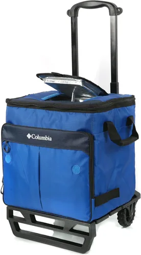 Miniatura 4 de Columbia Crater Peak - Hielera con ruedas, enfriador con ruedas para 50 latas, enfriador plegable azul con aislamiento de súper espuma y carrito