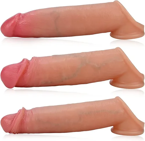 Miniatura 4 de SXOVO Consoladores realistas de silicona líquida para el pene, 3 piezas para el pene, juguete sexual realista de vetas y glande para pene, juguete