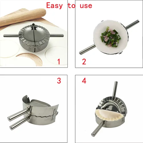 Miniatura 4 de Máquina para hacer albóndigas de acero inoxidable, molde de prensa Goya Empanada XL de 5 pulgadas, crimpadora de moldes de ravioles, cortador