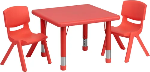 Miniatura 2 de Flash Furniture Juego de mesa de actividad ajustable en altura de plástico verde cuadrado de 24 pulgadas con 2 sillas
