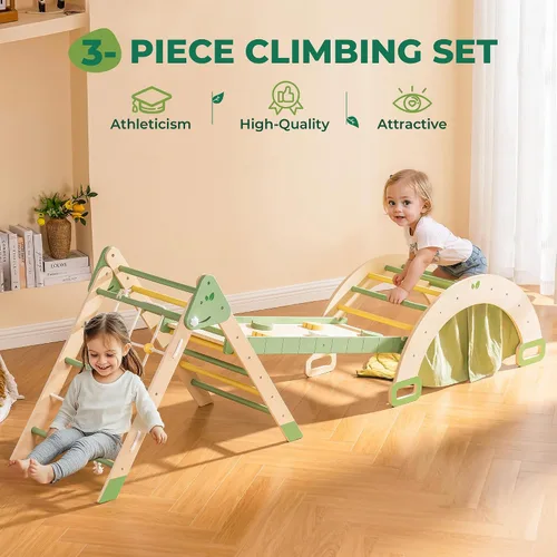 Miniatura 2 de ROBOTIME Juguetes de escalada 5 en 1 para niños pequeños, juego de escalada Pikler de 3 piezas para niños pequeños, juego de triángulo