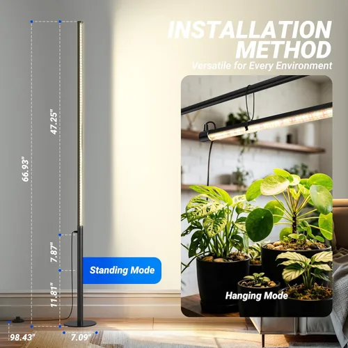 Miniatura 7 de Luz de cultivo Barrina T10 Pro de pie con temporizador, 42W, 169 LEDs, luz de cultivo vertical de espectro completo para interior, cobertura amplia
