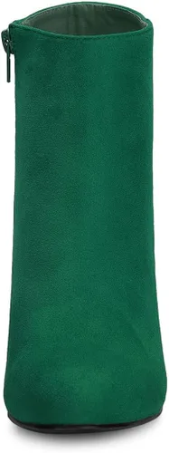Miniatura 2 de Allegra K Botines de tacón grueso con cremallera lateral y punta redonda para mujer