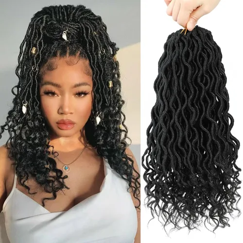 Miniatura 19 de Trenzas postizas Goddess, 6 paquetes de 18 pulgadas, cabello lacio, trenzado con ganchillo, para mujeres negras, trenzas postizas ombre con puntas