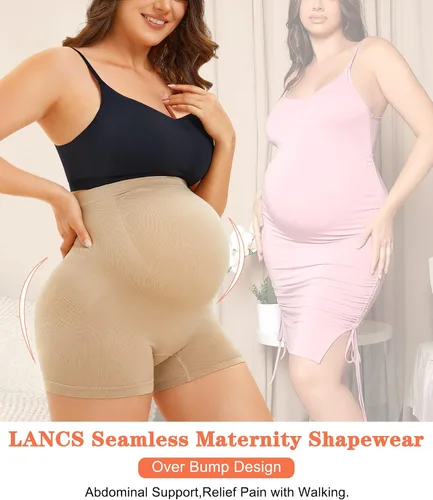 Miniatura 2 de Pantalones cortos de maternidad, ropa interior de maternidad de cintura alta para vestidos de baby shower