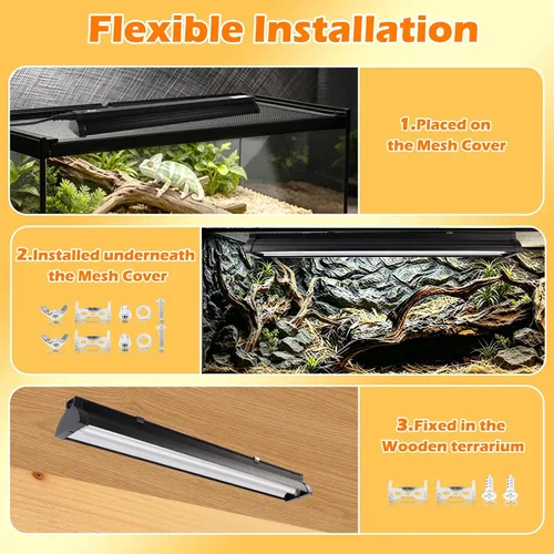 Miniatura 7 de T5 UVB - Kit combinado de lámpara para reptiles 8W 10.0 - Luz HO UVB completa para reptiles con capucha de terrario de 12.44 pulgadas, bombilla UVB