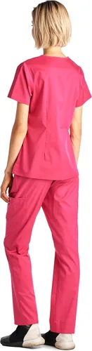 Miniatura 3 de Dagacci Medical Uniform Conjunto de ropa quirúrgica elástica y suave con cuello en Y y pantalones para mujer