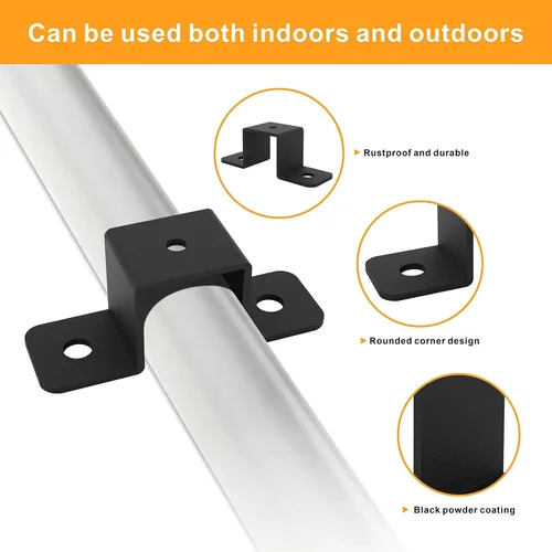 Miniatura 3 de 8 abrazaderas cuadradas para tubo, soportes de sujeción de correa negra, soporte de conector en forma de U, amarre de poste de valla de madera