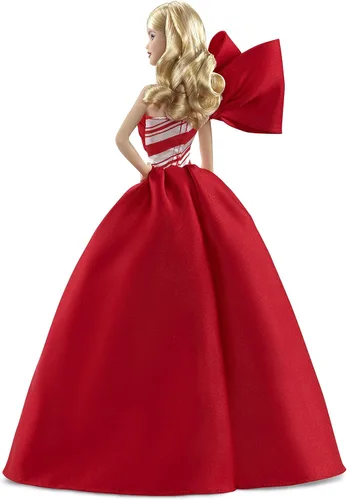 Miniatura 8 de Barbie Muñeca navideña 2019, 11.5 pulgadas, rubia, con vestido rojo y blanco, con soporte para muñeca y certificado de autenticidad
