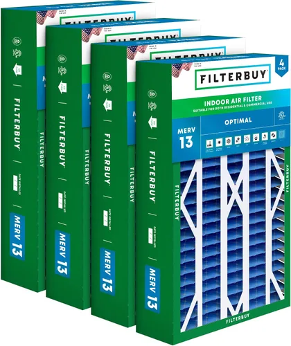 Miniatura 28 de Filterbuy Filtro de aire 10x17x2 MERV 13 Defensa Óptima contra Humo y Alergias (Paquete de 4), Filtros Exteriores Plisados Electrostáticos