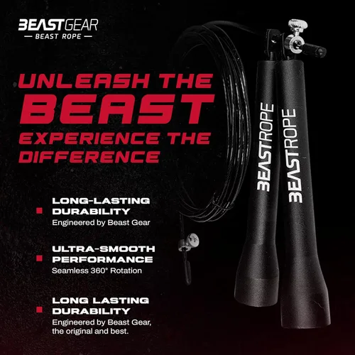 Miniatura 3 de Beast Gear Jump Rope, Jump Ropes for Fitness, Premium Aluminium Skipping Rope for Men Women - Boxing, MMA, HIIT, Strength Training & Double Unders