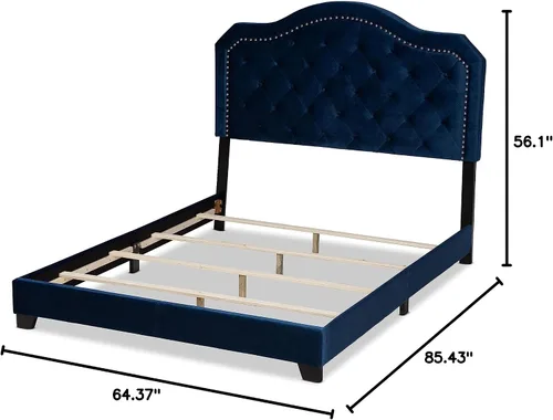 Miniatura 11 de Baxton Studio Plataforma, Queen, azul marino/negro