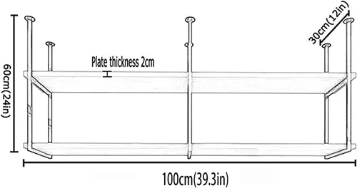 Miniatura 2 de Shelves Ceiling Shelf 2 Layer Ceiling Mount Storage Rack With Wooden Boards, Metal Display Stand, Restaurant, Bar, Cafe Hanging Decoration Storage