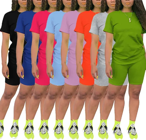 Miniatura 7 de AOMONI Conjunto de dos piezas para mujer, conjunto corto casual de manga corta de verano