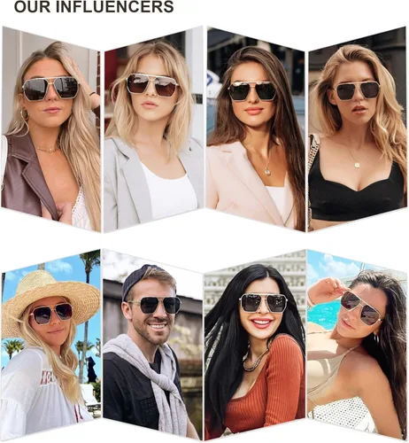 Miniatura 2 de SOJOS Gafas de sol polarizadas cuadradas de gran tamaño retro para mujeres y hombres, tonos vintage, UV400, lentes de sol clásicos grandes de metal