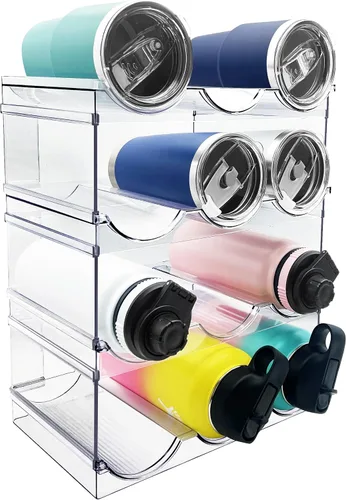 Miniatura 10 de Spaclear Paquete de 2 organizadores de botellas de agua, estante apilable de almacenamiento de despensa de cocina, soporte de botella de agua