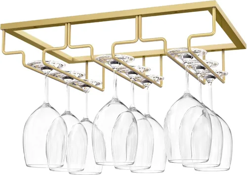 Miniatura 8 de Nuovoware Estante para copas de vino, soporte para copas de vino, 8 filas, color dorado profundo