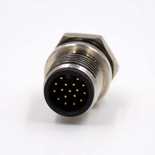 Miniatura 3 de Elecbee 17 Pin M12 Cable A Code Male Straight Rear Bulkhead Waterproof Panel Receptacles Solder Type