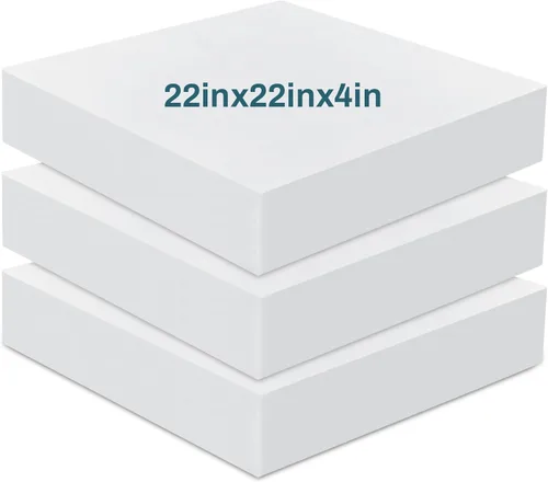 Miniatura 14 de Frienda Paquete de 3 cojines de espuma de alta densidad de 2 x 20 x 20 pulgadas, repuesto de cojín de espuma de corte cuadrado a medida, para silla