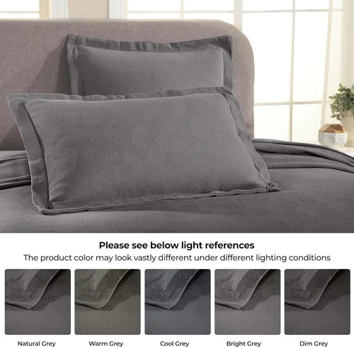 Miniatura 5 de Superior colcha de una plaza de jacquard y matelasse 100 % algodón de alta calidad, turquesa, individual, gris, gemelo