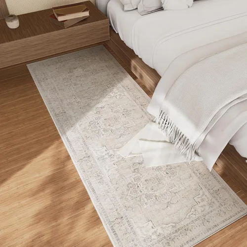Miniatura 2 de Alfombra de pasillo lavable a máquina para pasillo: alfombras de cocina de 2 pies 6 pulgadas x 8 pies con respaldo de goma, antideslizante, Beige