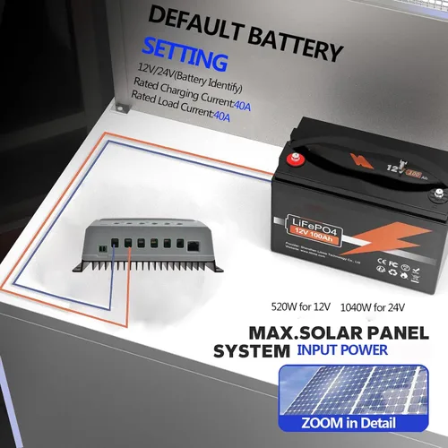 Miniatura 5 de EPEVER 40A 12/24V Auto Identificar MPPT Controlador de carga solar con control remoto de pantalla LCD Parámetros ajustables y sensor de temperatura