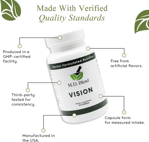 Miniatura 5 de Vision - Formulado por expertos, mezcla natural y robusta para el bienestar de los ojos, con luteína, zeaxantina, astaxantina, zinc, tiamina