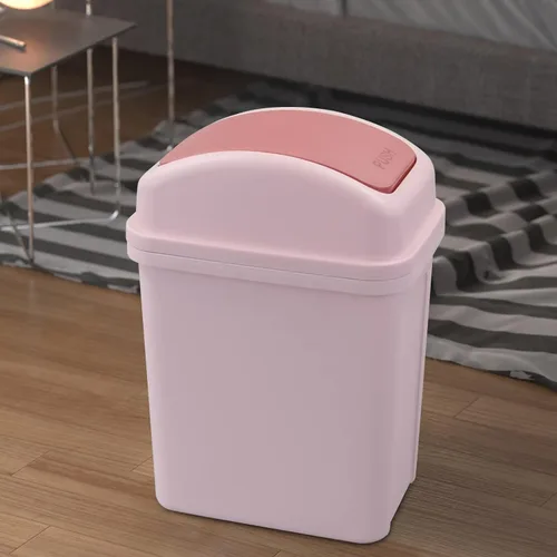 Miniatura 8 de Bote de basura pequeño de 7 L con tapa giratoria, cubo de basura interior de 1.8 galones con tapa (rosa)