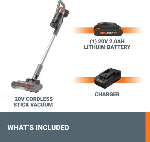 Miniatura 7 de WORX Aspiradora inalámbrica de 20 V WX038L.1, potente aspiradora inalámbrica de 25 Kpa de alta succión para pelo de mascotas, aspiradora de mano