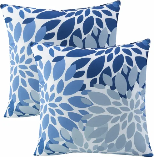 Almohadas para exteriores e interiores con relleno, 18 x 18 pulgadas, paquete de 2 | Cojines decorativos resistentes a la decoloración,