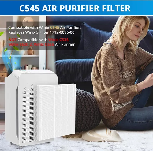 Miniatura 2 de Paquete de 2 filtros de repuesto C545 S compatibles con purificador de aire Winix C545, sustituye al filtro Winix S 1712-0096-00