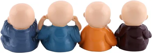 Miniatura 6 de 4 estatuas de monje Kongfu, adorno para tablero de instrumentos de automóvil, monjes de Buda de resina, manualidades, decoración