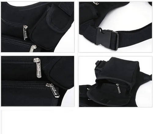 Miniatura 6 de Riñonera de lona, riñonera multiusos para carreras, táctica, de pierna caída, para motocicleta, ciclismo al aire libre, bolsa de muslo, Negro
