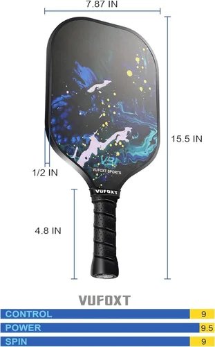 Miniatura 7 de Pickleball Paddles Set of 2/4, USAPA Approved Carbon Fiber Surface Pickle Ball Set - 14mm PP Honeycomb Core of Lightweight Pickleball Rackets