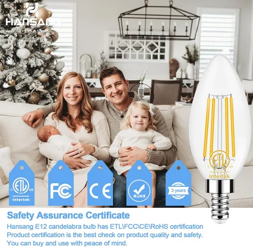 Miniatura 2 de Bombilla LED E12 de 5000 K, luz diurna brillante, bombillas tipo B equivalentes a 40 W con base de candelabro pequeña, bombillas de araña