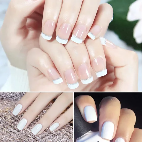 Miniatura 3 de Vishine Juego de 2 esmaltes de uñas de gel de manicura francesa DUO de 0.5 fl oz, color blanco francés y rosa francesa, kit de gel de uñas UV LED