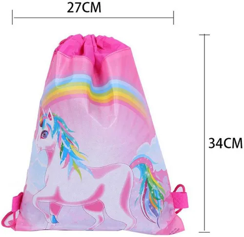 Miniatura 6 de Bolsa de recuerdo de fiesta de unicornio, paquete de 8 mochilas con cordón de unicornio como bolsas de regalo de fiesta, bolsas de dulces